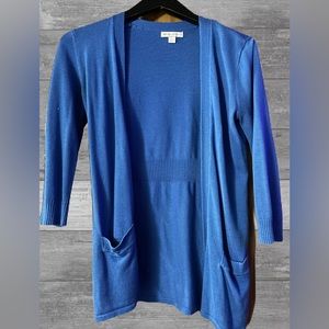 New York and Company blue flyaway cardigan